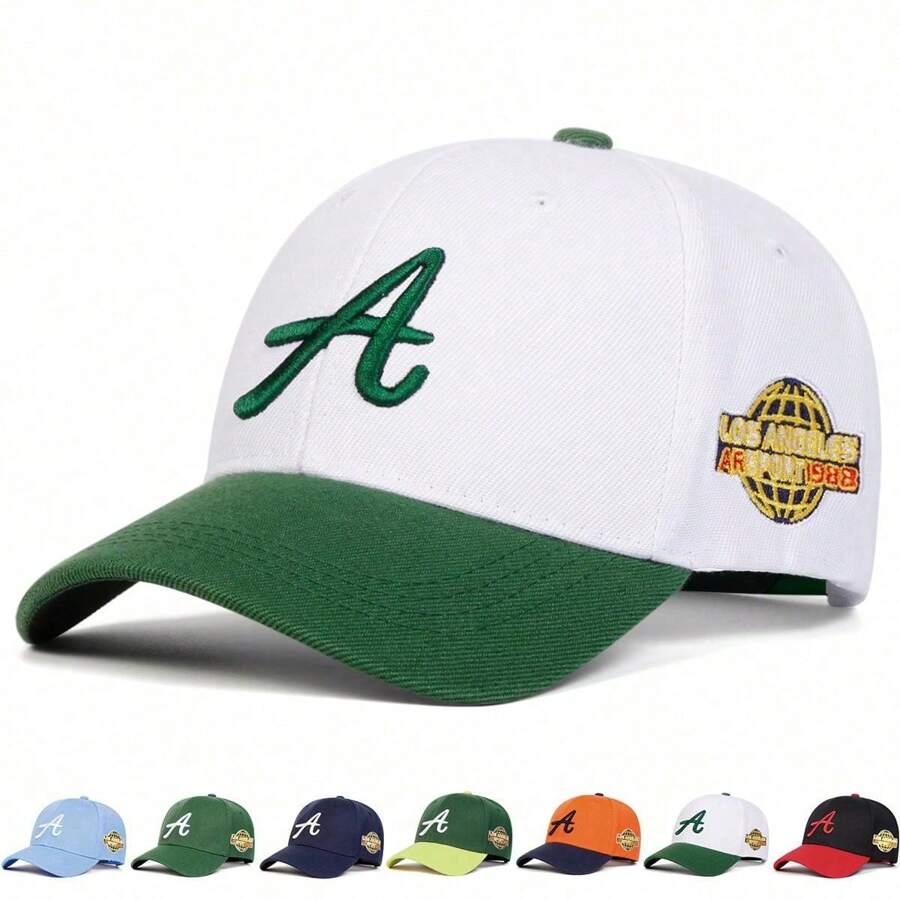 AR 1顶男士A字Logo棒球帽,绣有“LOS ANGELES”字样,可调节户外时尚遮阳帽,适合春秋季旅行、海滩派对、夏季、假日等场合。 - 彩色 - 查看 1