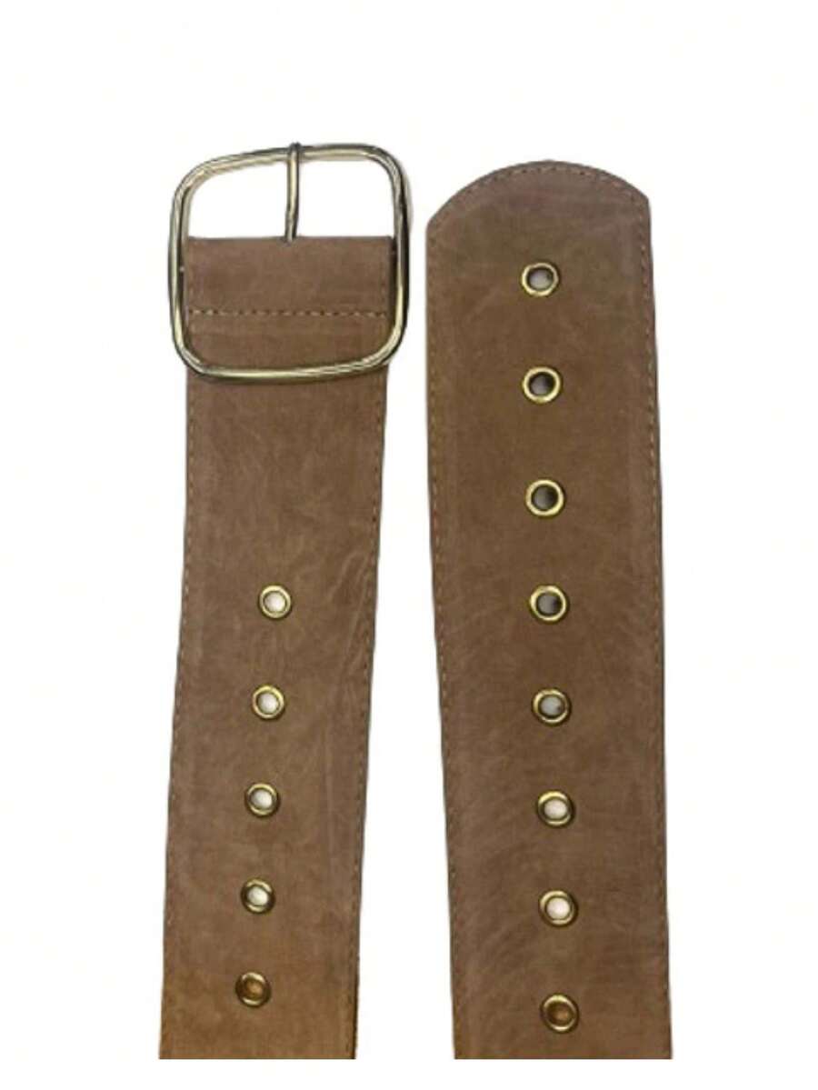 Women's Belt With Holes In Gold Metal Colors Thick Model MZS-2066 - Beige - View 1