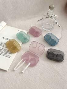 XIANG YU 1/3/5件复古别致糖果色迷你隐形眼镜盒彩色隐形眼镜盒套装带镜子小巧便携浸泡收纳套装眼部隐形眼镜彩色隐形眼镜万圣节