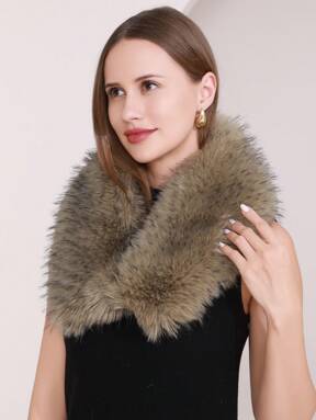 Bufanda con cuello esponjoso, envolvente cálido para el cuello de la mujer contra el frío del invierno