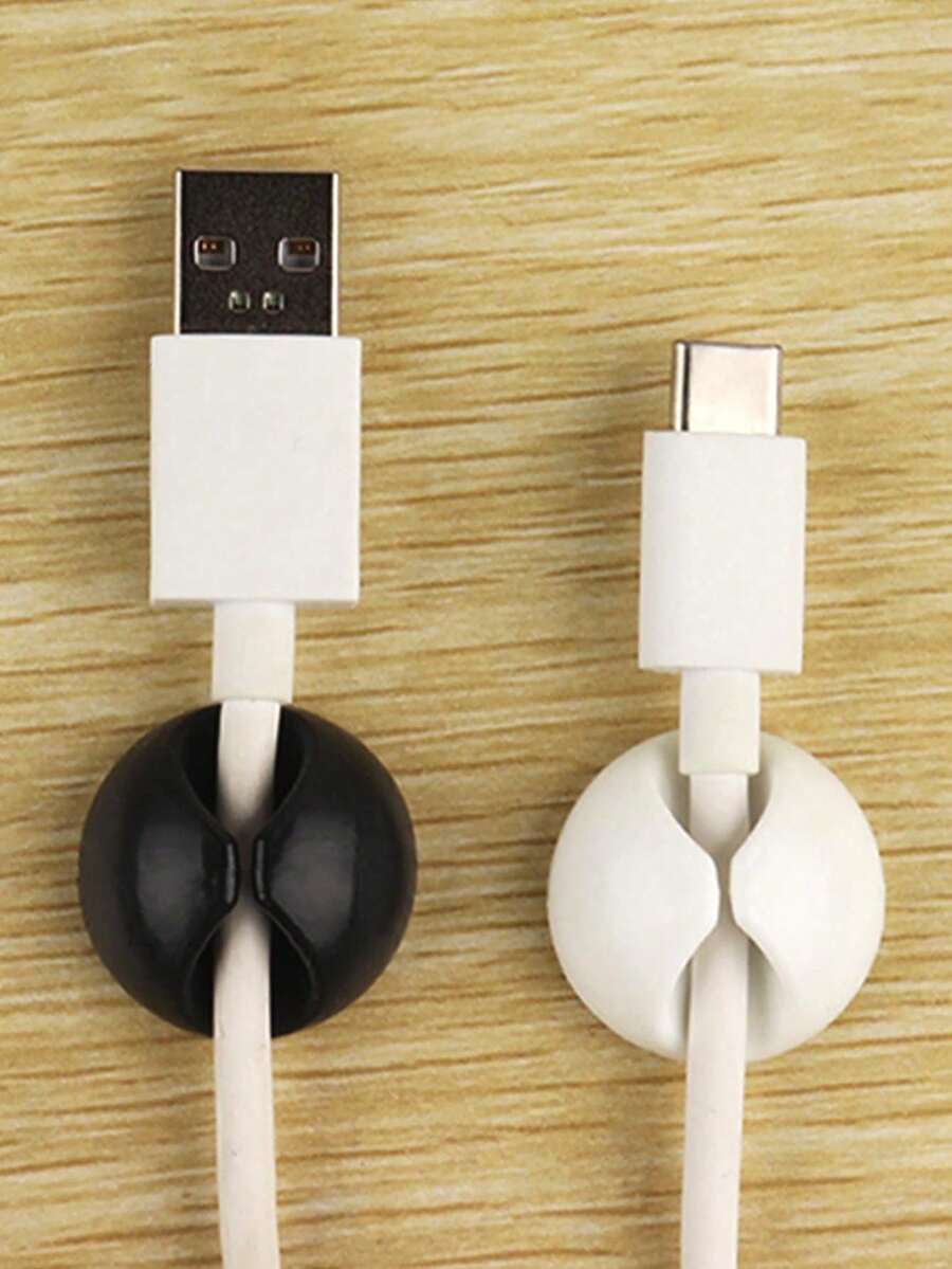 Organizador de cables de unicolor con hebilla de escritorio fija, 3 piezas/5 piezas/8 piezas/12 piezas organizador de cables de oficina multifunción simple - Multicolor - Ver 1