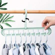 1 个可旋转 9 孔魔术衣架：可折叠、两用、多功能衣架，适合家庭使用 - 节省空间 - 彩色 - 查看 2