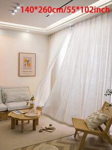 1pc Modern Minimalist Style Japanese Linen Sheer Curtain, Thickened Translucent Privacy Protecting Sun Shade For Balcony, Living Room, Bedroom, Lightweight