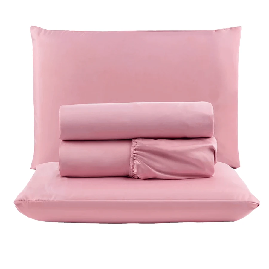 Queen Size 4-Piece Sheet Set In 400 Thread Count Micropercale - 淺粉色 - 查看 1