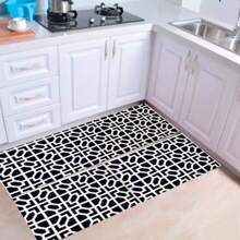 3 Piece Gold Kitchen Mat Set Kit 2 Refrigerator Mats + Non-Slip Sink Mat - Đen và trắng - Xem 3