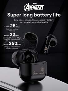 Marvel Auriculares inalámbricos QS-T36 con supresión pasiva de ruido, tipo semientrante, con sonido envolvente 3D Hi-Fi, baja latencia, larga duración de la batería y cómodo uso para teléfonos y computadoras