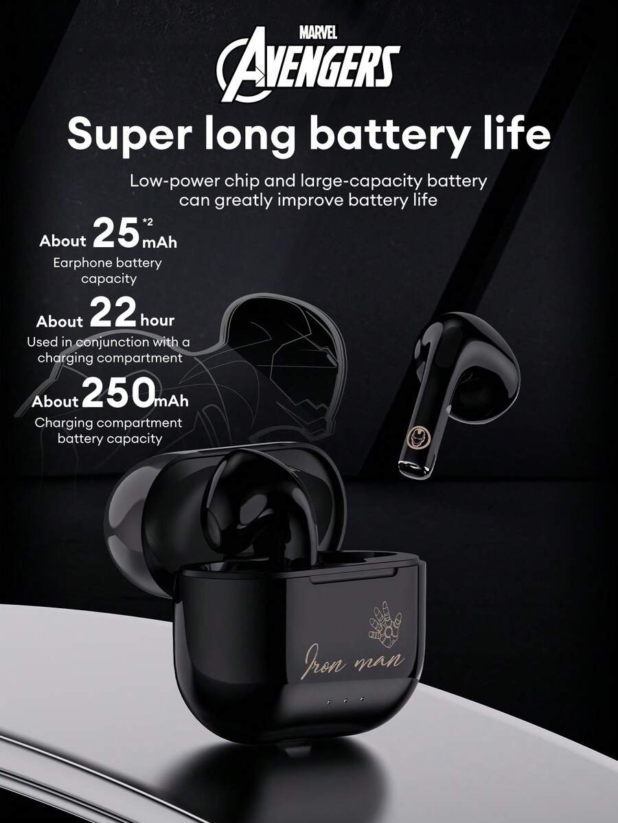 Marvel Auriculares inalámbricos QS-T36 con supresión pasiva de ruido, tipo semientrante, con sonido envolvente 3D Hi-Fi, baja latencia, larga duración de la batería y cómodo uso para teléfonos y computadoras