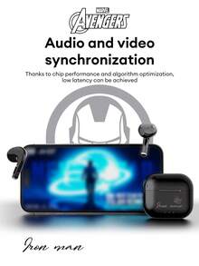 Marvel Auriculares inalámbricos QS-T36 con supresión pasiva de ruido, tipo semientrante, con sonido envolvente 3D Hi-Fi, baja latencia, larga duración de la batería y cómodo uso para teléfonos y computadoras