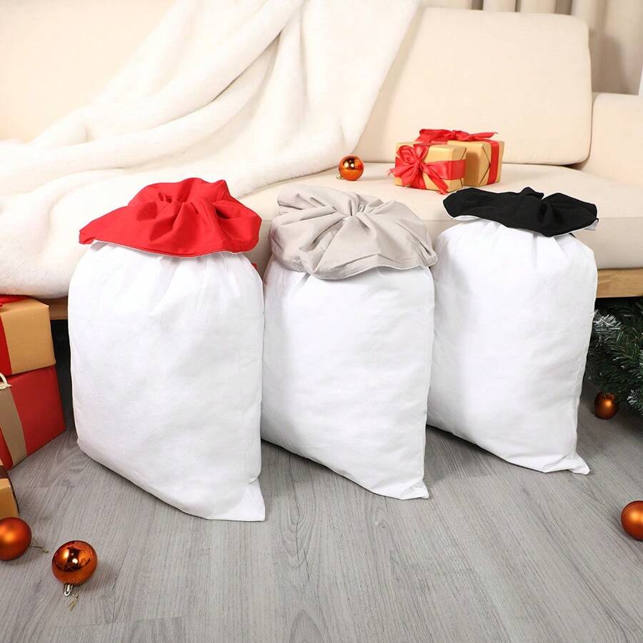 Christmas Bag Santa Sacks For Gift Canvas Large 18.1" X 27.6" With Drawstring For Xmas Presents Stocking Filler Decorations & Party Favors,Christmas - Multicolor - View 1