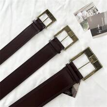 1 Stück braun PU Leder Vintage Stil breite Schnalle Gürtel für Frauen, verstellbare Länge 103-108cm Sommer, Schule, Herbst, Halloween - Braun - Übersicht 9