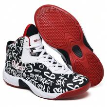 Men's Professional Basketball Walking Sports Shoes Mixed Leather With Anti-Impact Cushioning - Đen và trắng - Xem 4
