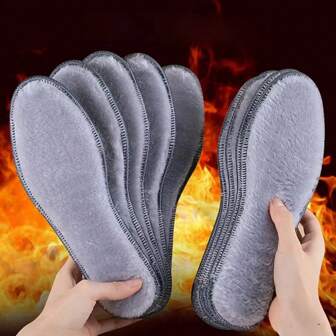 Winter Plush Warm Insole For Shoes Thicken Snow Boots Shoe Sole Thermal Insert Sports Running Insoles Men Woman Heating Pads 1Pair,For Women Men Sneakers Shoes, Casual Shoes