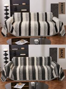 1pc Boho Style Sofa Throw Cover - Versatile Four-Season Chenille Slipcover For Armchair, Loveseat, 3-Seater Or 4-Seater Sofas, Sectional Couch - Machine Washable, Polyester Fiber Filling - Protects Home Furniture With Separate-Seat Design - Black - View 8
