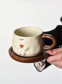 1pc Cute Hugging Heart Smiling Face Ceramic Mug, Creative Afternoon Tea Cup, Coffee Cup, Latte Cup, Suitable For Birthday, Holiday, Party, Microwave, Dishwasher, Sterilizer Back To School - Multicolor - View 11