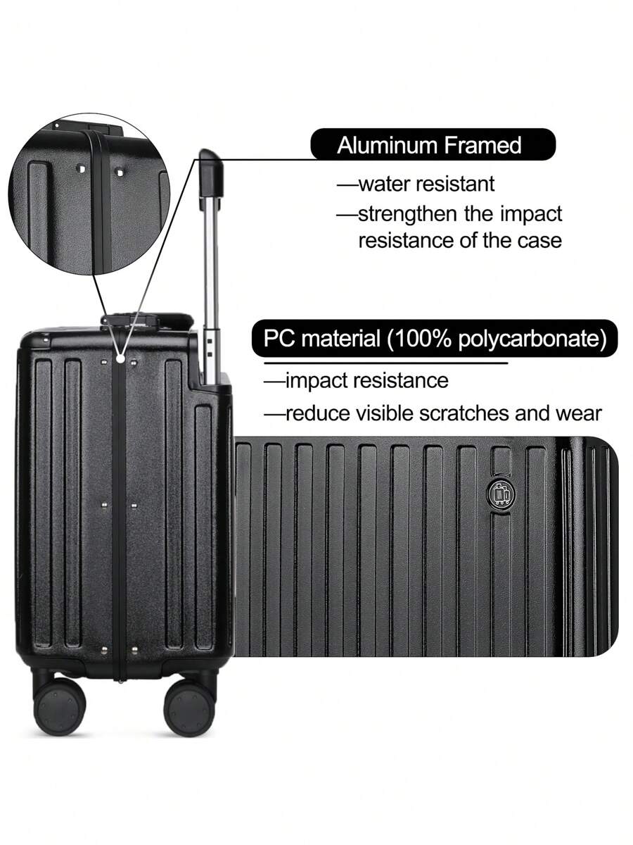 SOMAGO SOAMGO Aluminum Frame 18" Carry On Luggage Wide Handle Suitcase