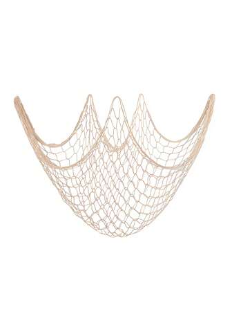 1 件天然鱼网派对装饰品适用于海盗派对、夏威夷派对、航海主题鱼网派对配件农舍办公室装饰鱼网装饰品、海滩主题鱼网装饰品适用于海盗、美人鱼、海滩派对家庭卧室装饰、家居装饰、房间装饰、墙壁装饰