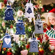 Christmas Advent Calendar 2025, 24 Days Burlap Hanging Advent Calendars Garland Gift Bags Sacks DIY Xmas Countdown Christmas Decorations For Wall Home Office Noel Birthday