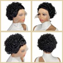 6 英寸 13x1 透明蕾丝假发 短款精灵短发假发 女士短卷发波浪形真人发假发 - SNatural - 查看 6