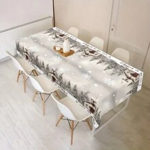 1 bộ đồ trang trí Giáng sinh bao gồm Rừng thông, Nhà gỗ, Khăn trải bàn in hình bông tuyết, Đồ trang trí bàn ăn, Khăn trải bàn hình chữ nhật trừu tượng cho buổi dã ngoại hoặc tiệc ngày lễ Đồ trang trí Giáng sinh, Đồ dùng cho tiệc Giáng sinh - Nhiều màu - Xem 15