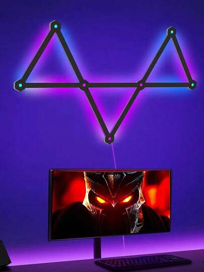 Juego de 6/9/12 luces de pared LED inteligentes -tira RGBIC, control de aplicación, sincronización con música, alimentadas por USB, luz de fondo decorativa (control de aplicación + botón + control remoto), para graduación/habitación/pared/decoración del hogar sala de estar, dormitorio, sala de juegos, Halloween, Navidad y regalos de Acción de Gracias para amantes de los juegos (sin enchufe: estilo Bluetooth/Wi-Fi)