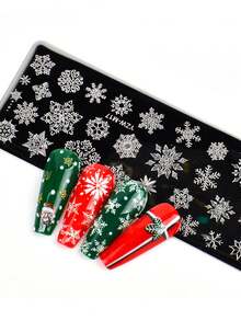 4pcs Set Nail Art Stamping Plates And Scrapers, Christmas Snowflake Snowman Christmas Tree, DIY Printing Template Nail Polish Transfer Tools - Multicolor - View 4