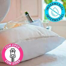 White Waterproof Pillow Cover 50cm X 70cm With Zipper And Hypoallergenic - trắng - Xem 2