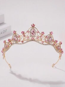 1pc Elegant Crystal Rhinestone Queen Crown Tiara For Women, Wedding/Party/Birthday