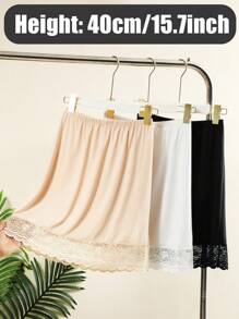 3 pièces/1 pièce, intérieur pour femmes, antistatique et anti-reflet, couleur unie, plusieurs tailles, bord plat, style dentelle, doublure, mi-corps, jupon, jupe taille, ceinture taille été, école automne, automne, Halloween
