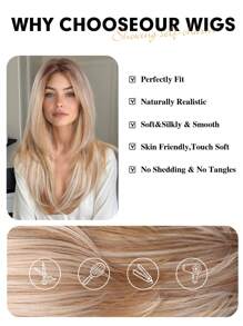 20 英寸 9*6 U 型前蕾丝假发渐变金色直发假发棕色和金色混合颜色蕾丝前假发女士挑染合成假发适合日常派对使用 - 彩色 - 查看 6