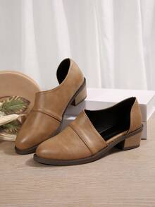 Giày Mules mũi nhọn phong cách Âu Mỹ mùa xuân/hè, Giày sandal đế xuồng cho nữ có thiết kế rãnh, Giày cao gót - Màu Khaki - Xem 8