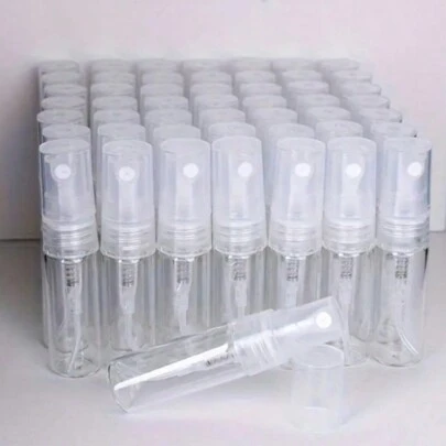 20pcs 3ml Refillable Reusable Mini Glass Perfume Spray Bottle With White And Black Atomizer Cap, Portable Glass Spray Bottle Containers For Travel