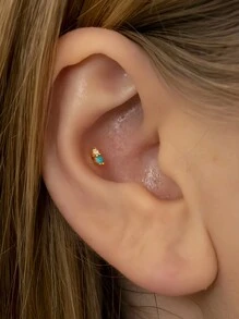 1件 16G 925纯银双石内螺纹唇钉 | 生日石耳骨耳环 | 低过敏性黄金耳骨钉 | 扁平唇环 | 适合女性日常佩戴 - 彩色 - 查看 9