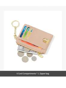 Ultra Thin Faux Leather Mini Wallet With Keychain - Lizard Texture, Zipper Coin Purse And Card Slots, Multi-Slot Compact Card Holder - one-size - View 6