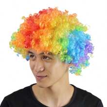1 pieza Peluca de cabello explosivo y colorido, tocado con estilo de pelo de payaso para Halloween, accesorio de disfraz para fiesta de disfraces, sombrero de pelo rizado y esponjoso, adecuado para eventos escolares, reuniones con amigos, festivales, artículos de fiesta divertidos, accesorio para fotografía