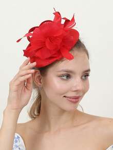1 chiếc mũ Fascinator lưới hoa ruy băng mũ Kentucky Derby lông vũ tiệc trà đua ngựa mũ cưới cô dâu Anh kẹp tóc đồ đội đầu cho bé gái và phụ nữ thanh lịch Halloween - Nhiều màu - Xem 4