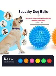 1pc Squeaky Dog Toy Balls (6 Colors) Puppy Chew Toys For Teething, Medium, Large & Small Dogs, Aggressive Chewers