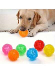1pc Squeaky Dog Toy Balls (6 Colors) Puppy Chew Toys For Teething, Medium, Large & Small Dogs, Aggressive Chewers