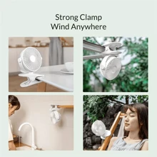 NetHong Clip On Fan USB Rechargeable Mini Cooling Desk Baby Stroller Portable Handheld,Portable Mini Handheld Fan With 3 Wind Speeds, Powerful Personal Desk Fan For Home, Office, Travel, Back To School, Halloween Gift For Women, Men - White - View 9