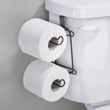 1pc Iron Double-Layer Toilet Paper Holder, Wall Mounted Tissue Roll Storage Rack, Bathroom/Kitchen Over-The-Tank Or Cabinet Hanging Organizer