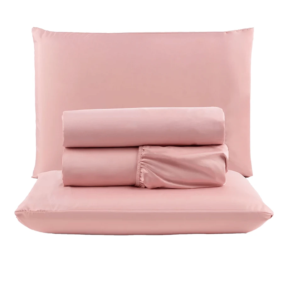 Queen Size 4-Piece Sheet Set In 400 Thread Count Micropercale - Màu hồng gỉ - Xem 1