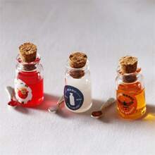 2 piezas de decoración miniatura para diorama de leche, miel, mermelada de fresa y musgo, modelo de juguete de comida a escala 1:12 para casa de muñecas, regalo de Navidad