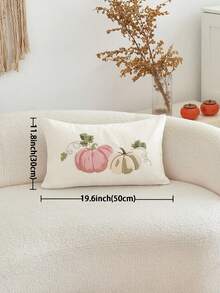 1 vỏ gối trang trí thêu hình quả bí ngô mừng lễ Tạ ơn, thích hợp để trang trí trong nhà, vỏ gối trang trí Giáng sinh, không bao gồm ruột - Hồng - Xem 4