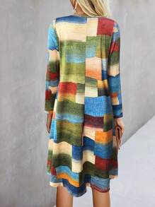 Spring New Arrival Women's Geometric Pattern Long Sleeve Dress - Multicolor - View 2