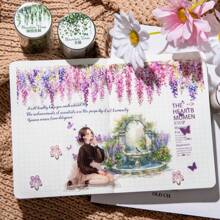 have a good day 1 rouleau de 200 cm (78,74 pouces) d'autocollants en rouleau sur le thème des fleurs et de la vigne. Décoration de découpe, journalisation personnalisée, décoration esthétique, matériel de scrapbooking, album photo DIY, collage, cartes, fournitures de bureau et scolaires