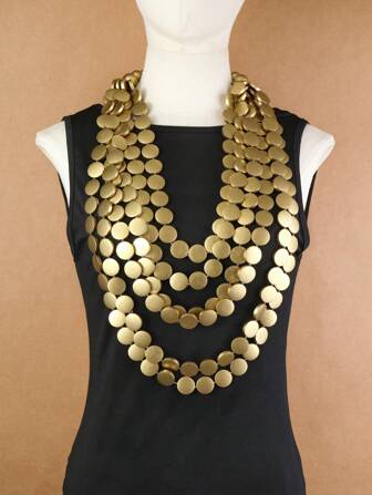 1 件手工制作的多层木珠项链，夸张的波西米亚风格，适合派对、海滩、度假使用