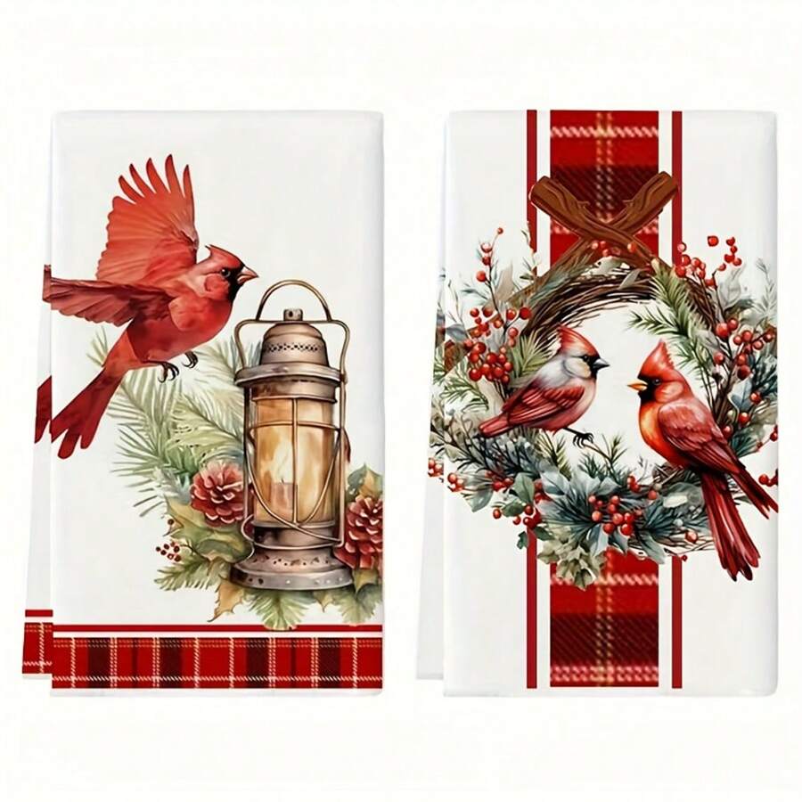 2 chiếc cây trạng nguyên ngày lễ Giáng sinh, khăn lau bếp hình chim Giáng sinh, khăn lau khô mềm mại thấm hút, đồ trang trí nhà bếp & bàn ăn, nhà bếp, phòng tắm, nhà, nhà cung cấp đồ gia dụng - 45*70CM - Xem 1