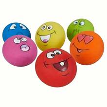 Squeaky Smiling Face Dog Toy - Soft Rubber Ball, Suitable For Small To Medium Puppies, No Battery Required - Multicolor - View 6