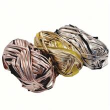 4 Pcs Imitation Leather Cloth Strip Yarn For Crocheting And Knitting - 14.1oz Total, Includes 100g/3.53oz, 33m/36yd Length, 2cm/0.78in Width, Suitable For Bags, Blankets, Cushions, And Carpets - Unique Metallic Colors, Polyester Fiber - Multicolor - View 8