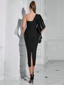 Barlahlsen Bandagenkleid, einschultrig, eng anliegend, asymmetrisch die Hüften umschließendes Kleid