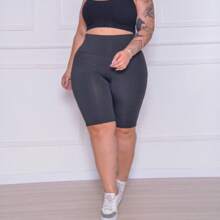 Kit 3 Bermuda Plus Size Women's Suplex Legging Cycling Shorts High Waist Butt Lift - 淺灰色 - 查看 7